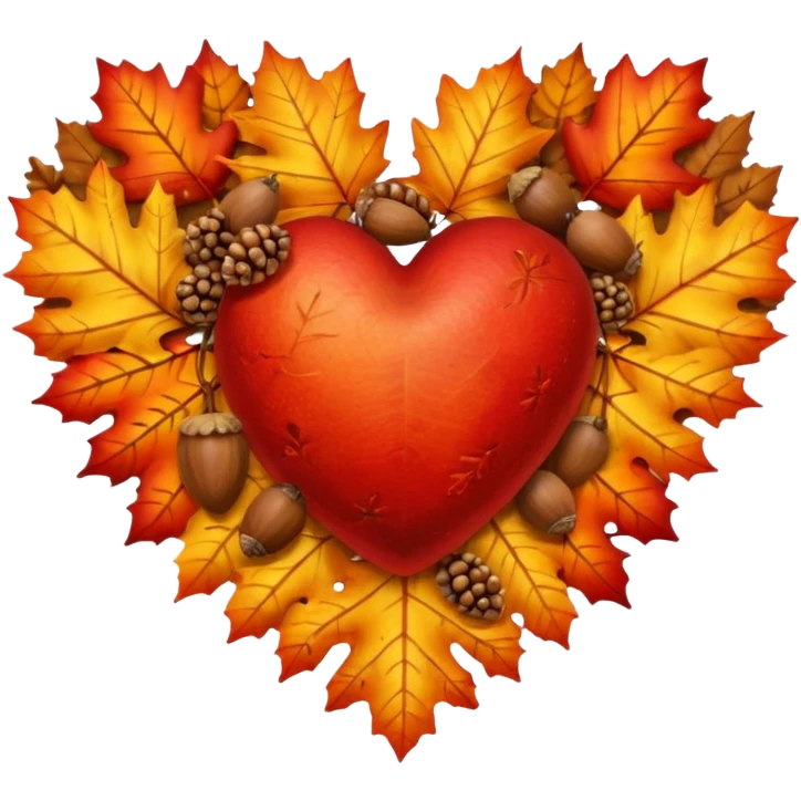 heart with autumn acorns emoji
