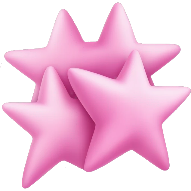 Three small pink , five-pointed stars grouped together. The stars have a slightly elongated shape, giving them a twinkling effect. They vary in size, with the largest star in the center and two smaller stars on either side.  emoji