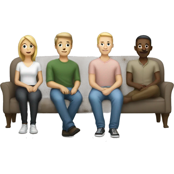 Four white people sit in a sofa emoji