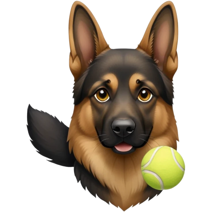 German Shepherd with a tennis ball emoji