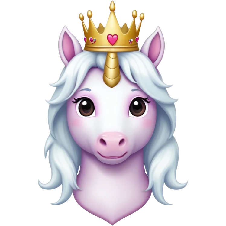 Unicorn with heart eyes with a princess crown emoji