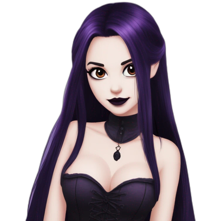 Elissabat -long-hair-dark-plumpurple-and-black-vampire-goth-makeup-pinkeyes-romanticgothcloses- emoji
