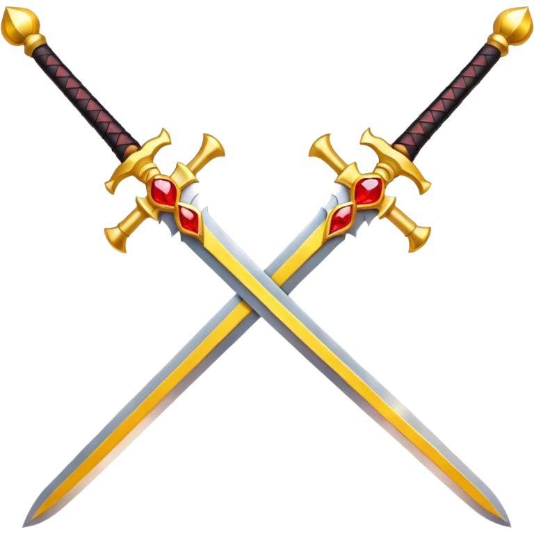 Fully yellow royal two swords crossed fiery with red gems emoji