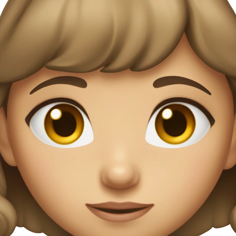 A girl with short brown hair ans big doe eyes emoji