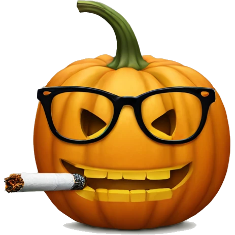 Pumpkin in glasses smoking a cigarette emoji