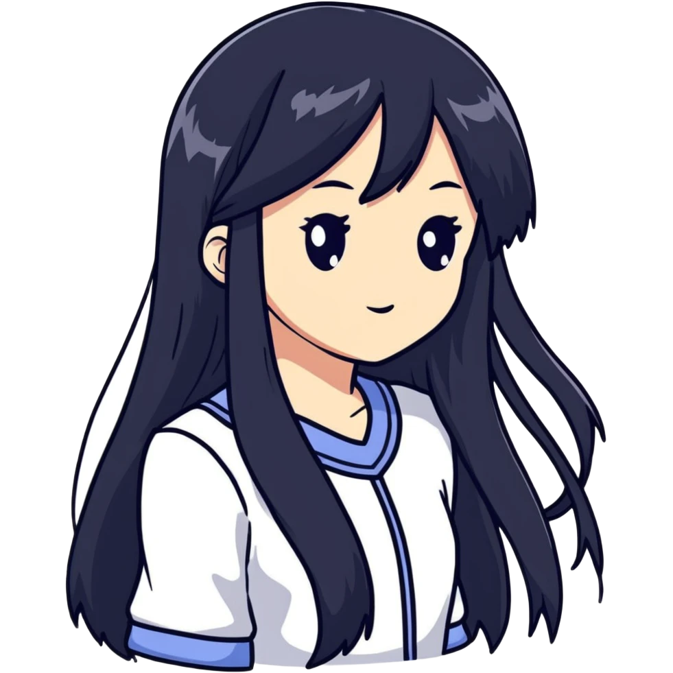 Sweet shy anime girl with long black hair emoji