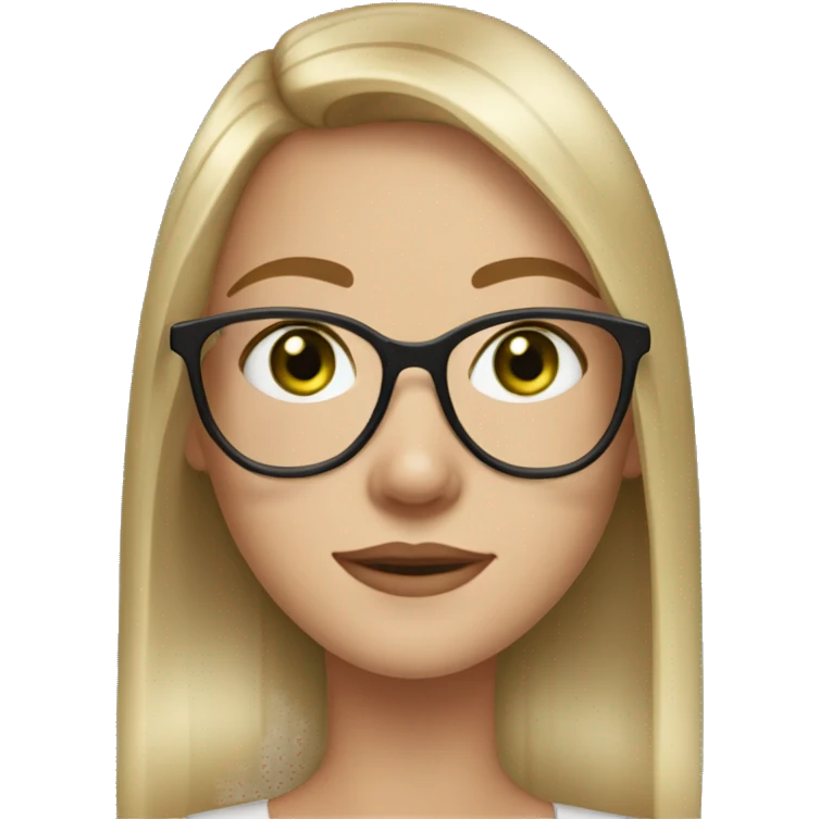 girl with dirty blonde straight hair , glasses, freckles,green eyes,long eyelahes emoji