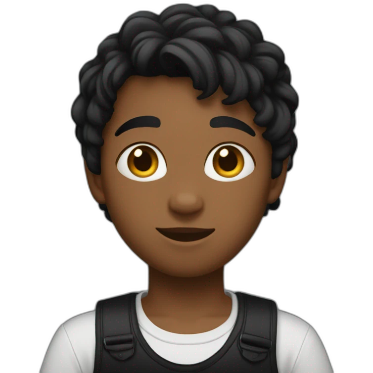 Boy with a black skirt, a black crop top, long socks and cat hears on his head emoji