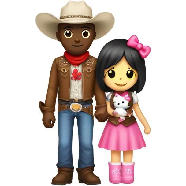 Cowboy and hello kitty holding hands  emoji