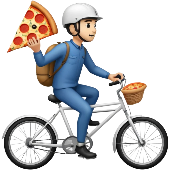 Man riding a bike with pizza  emoji