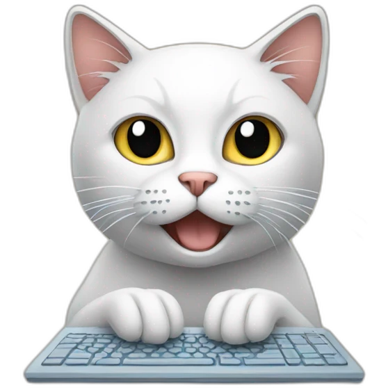 cat using computer emoji