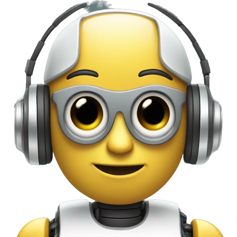 cute little robot with headphones, not human like emoji
