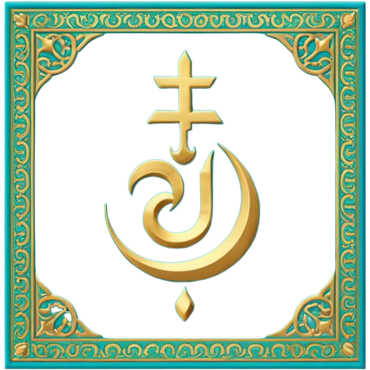Turquoise colored rug with “ALLAH” on it emoji