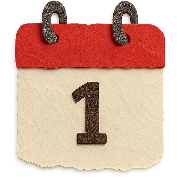 red and white calendar in paper-craft style, torn paper effect, visible paper layers emoji