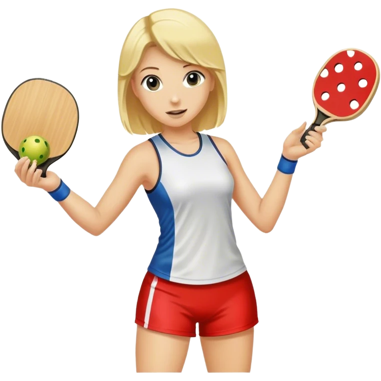 Woman with blond hair playing pickleball emoji