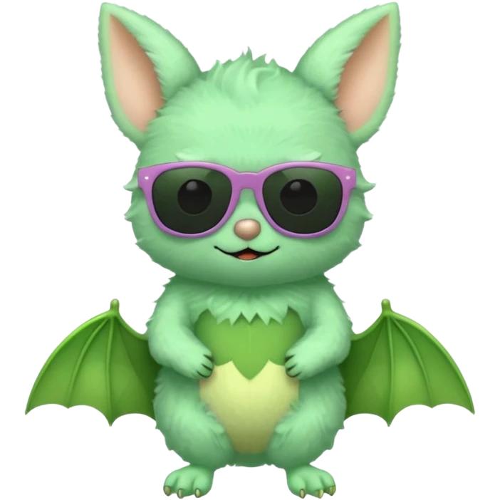 cute green pastel bat with sunglasses, full body emoji