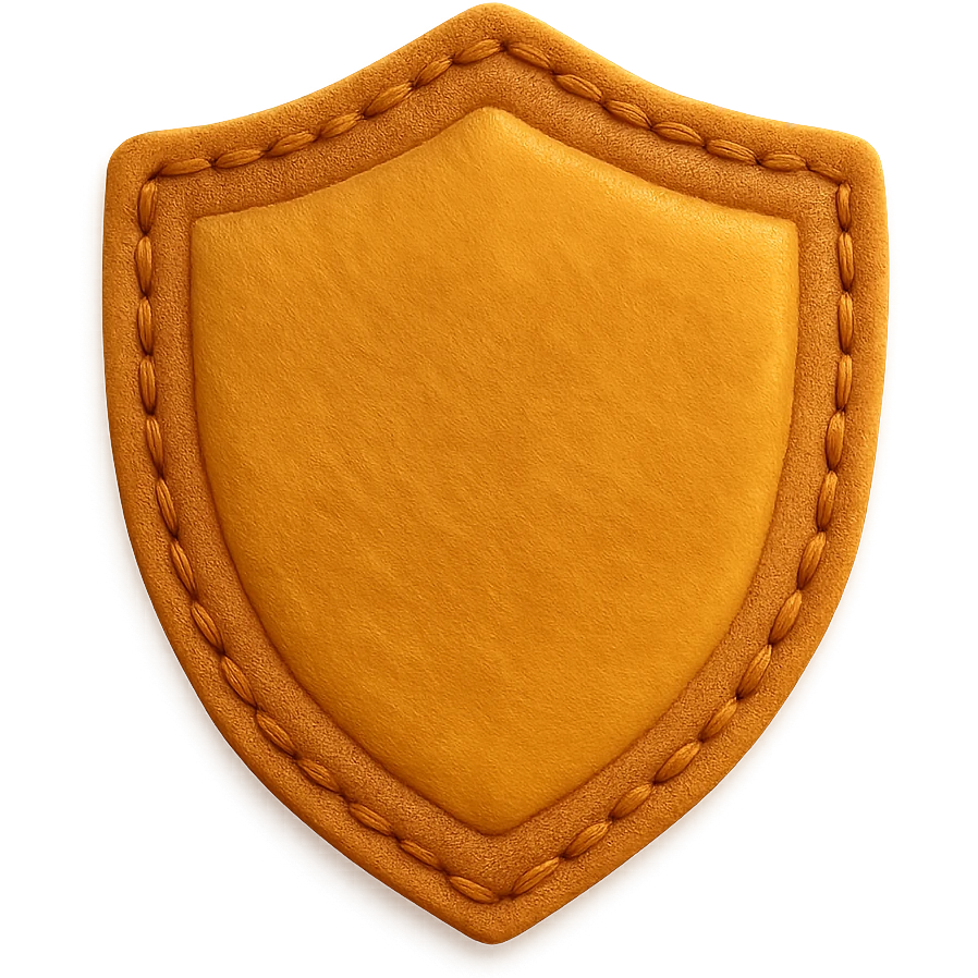 <StylePrompt>
  <Name>Minimal Felt Appliqué Icon</Name>
  <Description>
    A soft, handcrafted felt icon style with lightly padded forms, simple shapes, and clean outlines. Features slightly more visible stitching for tactile charm while maintaining a low-detail aesthetic.
  </Description>
  <VisualProperties>
    <Material>Felt</Material>
    <Texture>Soft, matte surface with subtle fiber detail</Texture>
    <Stitching>
      <Type>Threaded edge stitch</Type>
      <Color>Muted orange or warm brown</Color>
      <Pattern>Evenly spaced running stitch around edges</Pattern>
      <Thickness>Medium (approximately 10% more pronounced than minimal)</Thickness>
      <Contrast>Moderate (stitch color clearly distinct from base felt)</Contrast>
    </Stitching>
    <Padding>Low to moderate—slightly raised but not deeply dimensional</Padding>
    <Edges>Smooth and rounded with clean curves</Edges>
    <ColorPalette>
      <Primary>Warm yellows, oranges, and browns</Primary>
      <Accent>Dark brown for facial features</Accent>
      <Background>Neutral off-white or soft beige</Background>
    </ColorPalette>
  </VisualProperties>
  <FacialFeatures>
    <Eyes>Small round dots</Eyes>
    <Nose>Simple oval or triangle</Nose>
    <Mouth>Minimal curved line or none</Mouth>
    <DetailLevel>Low</DetailLevel>
  </FacialFeatures>
  <Rendering>
    <Lighting>Soft and diffused</Lighting>
    <Shadows>Subtle, barely visible</Shadows>
    <Perspective>Front or side profile, flat angle</Perspective>
  </Rendering>
  <Applicability>
    <SubjectType>Animals, symbols, objects</SubjectType>
    <OutputFormat>Icon, patch, or sticker</OutputFormat>
  </Applicability>
</StylePrompt>

{subject} = shield emoji