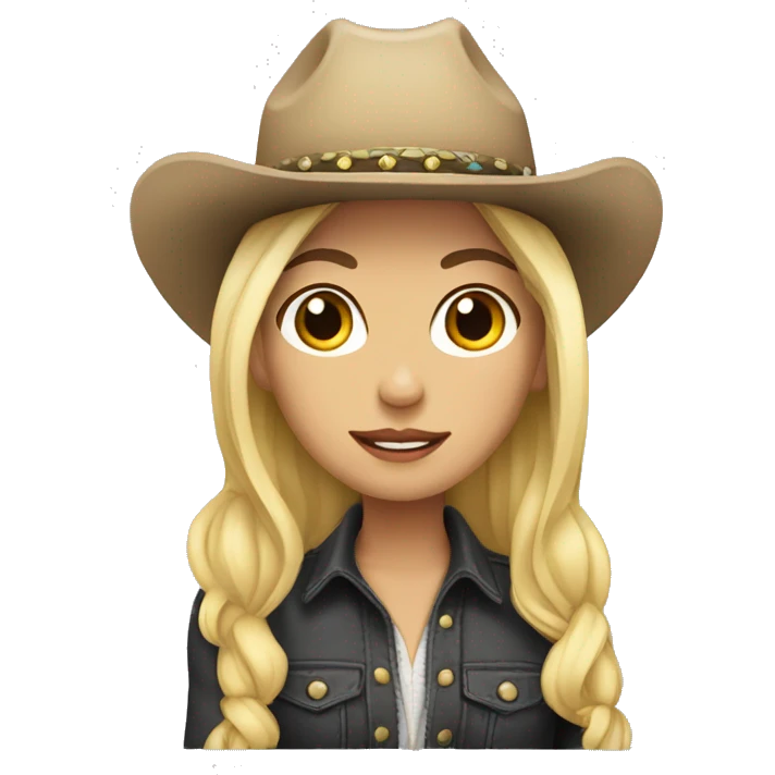 Caucasian cowgirl with black hair emoji