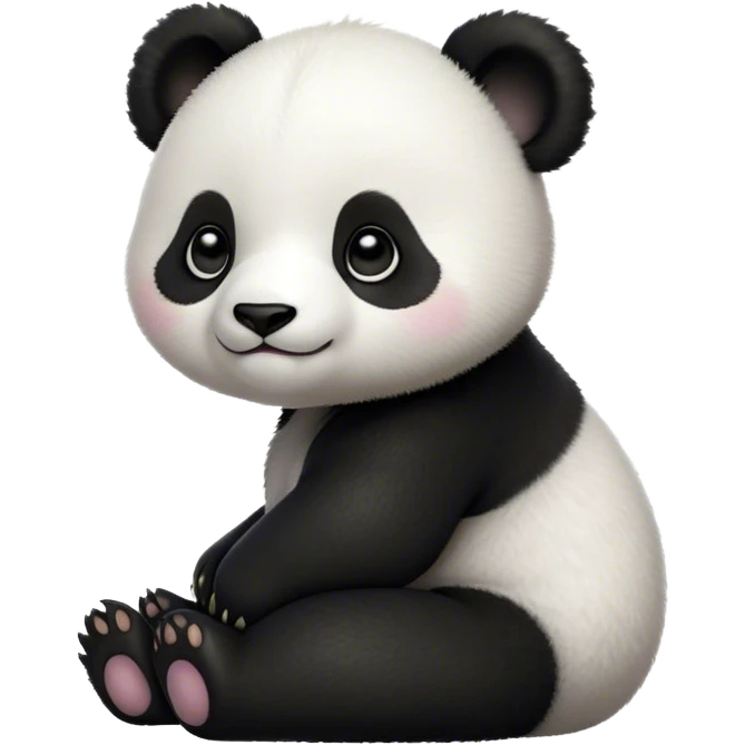 Cinematic Noble Baby Panda Portrait Emoji, Poised and regal, with a tiny, adorable build and a soft, fuzzy Fur of black and white, deep-set soulful gentle eyes, Simplified yet sharp and sophisticated features, highly detailed, glowing with a soft, dignified glow, high shine, intelligent and endearing, stylized with an air of miniature majesty, focused and attentive, soft glowing outline, capturing the essence of a watchful and confident little panda, so majestic it feels as though it could toddle out of the screen with effortless authority! emoji