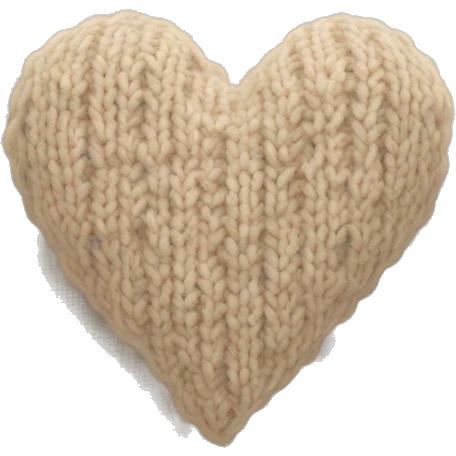 A beige knitted heart emoji
