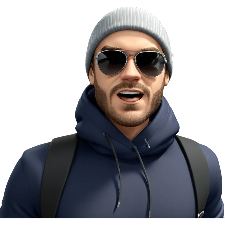 cool guy with sunglasses and bag emoji