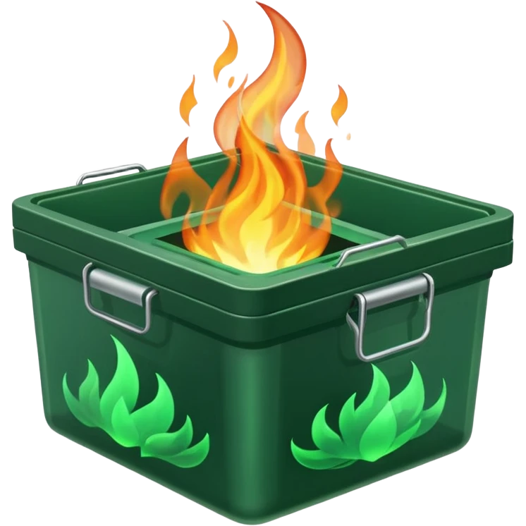 green fire in flat container emoji