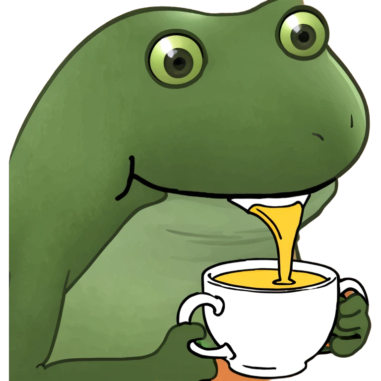 frog sipping tea meme style emoji
