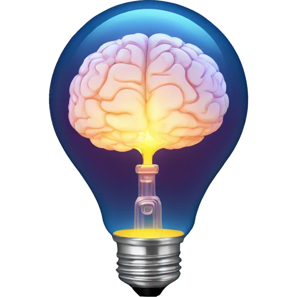 brain sparkles inside the light bulb emoji