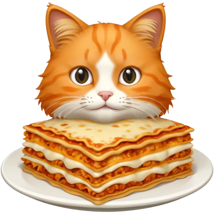 Orange cat eating lasagna emoji