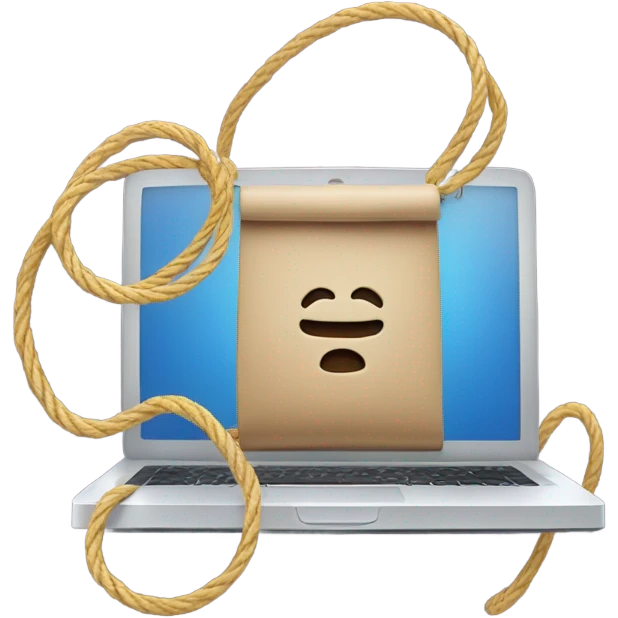 Laptop hanging with a lasso emoji