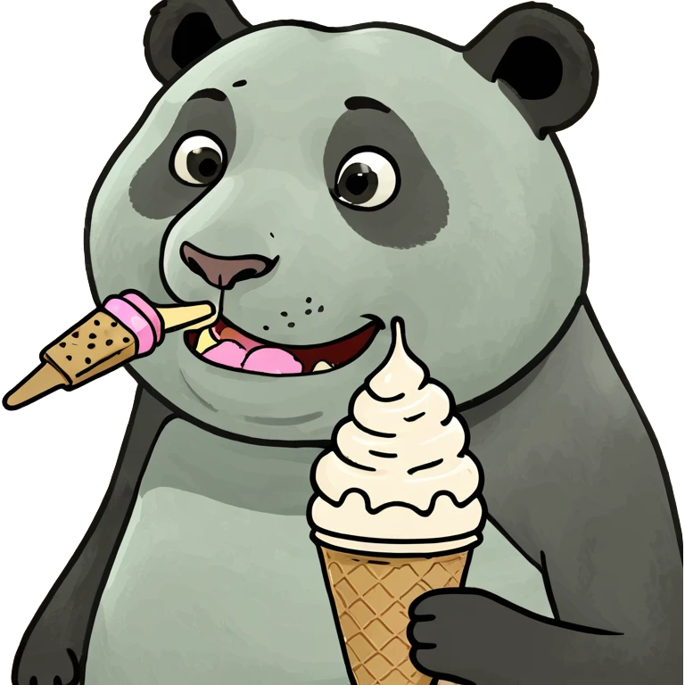 Panda eating ice cream emoji