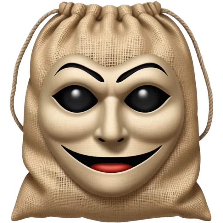 horror movie villain with burlap sack mask with one eyehole emoji