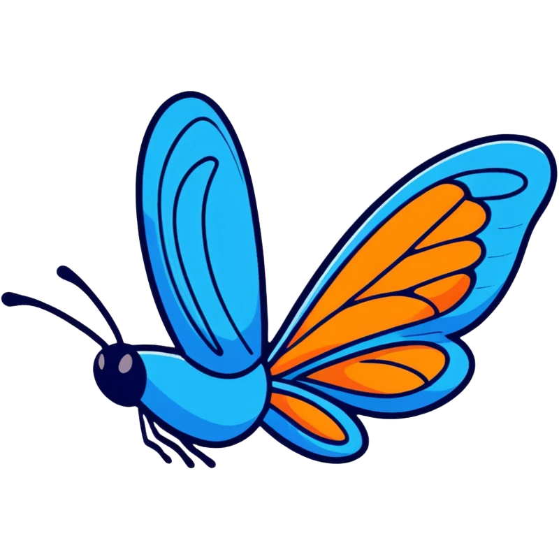 Vibrant blue butterfly sticker with delicate wing details emoji