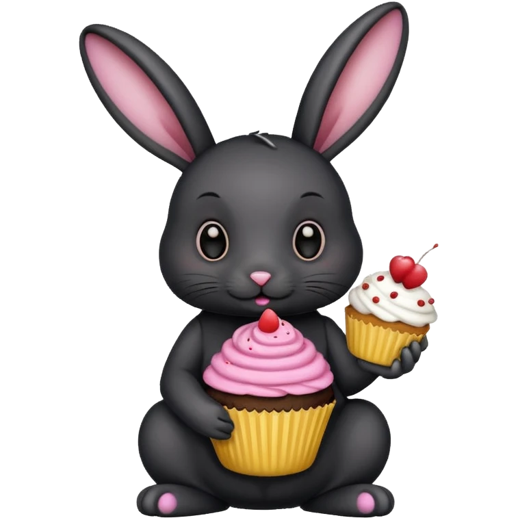 black Rabbit with cupcake emoji