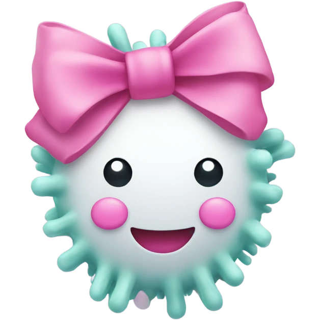 White bacteria smiling with pink bow  emoji