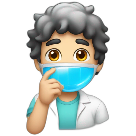 chemistry boy with black hair and his instumants on his hand emoji