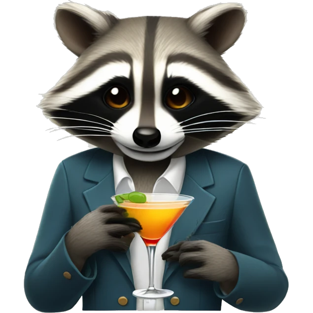 Raccoon drinking a martini emoji