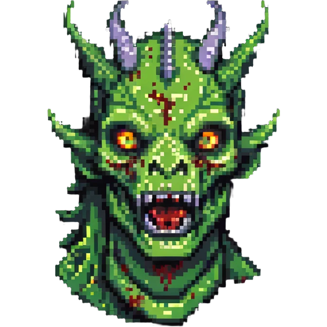 human dragon with a zombie face emoji
