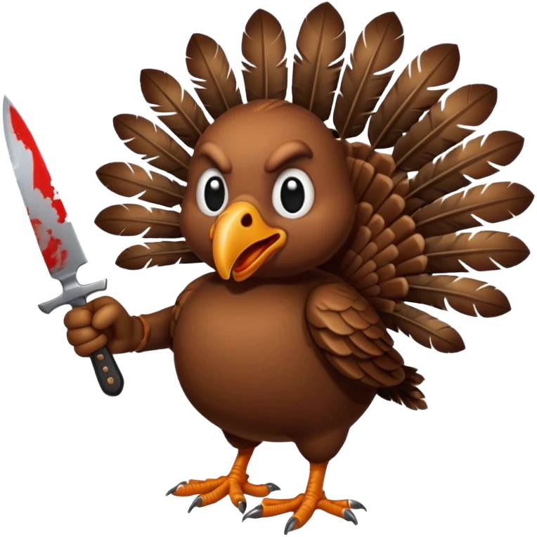 Scary turkey holding a knife emoji