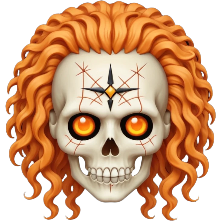 pinhead Hellraiser skull -  huge curly orange hair emoji
