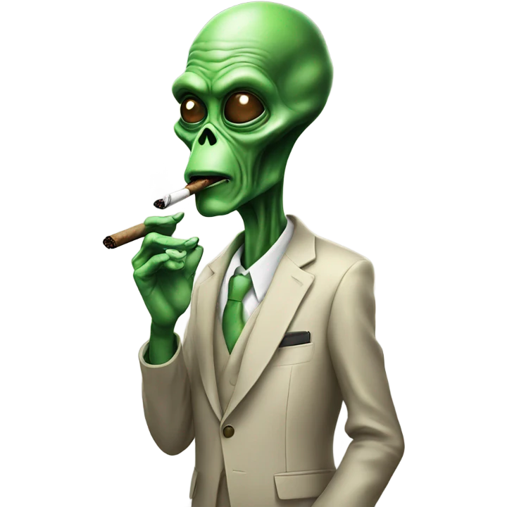 Alien smoking a cigar emoji