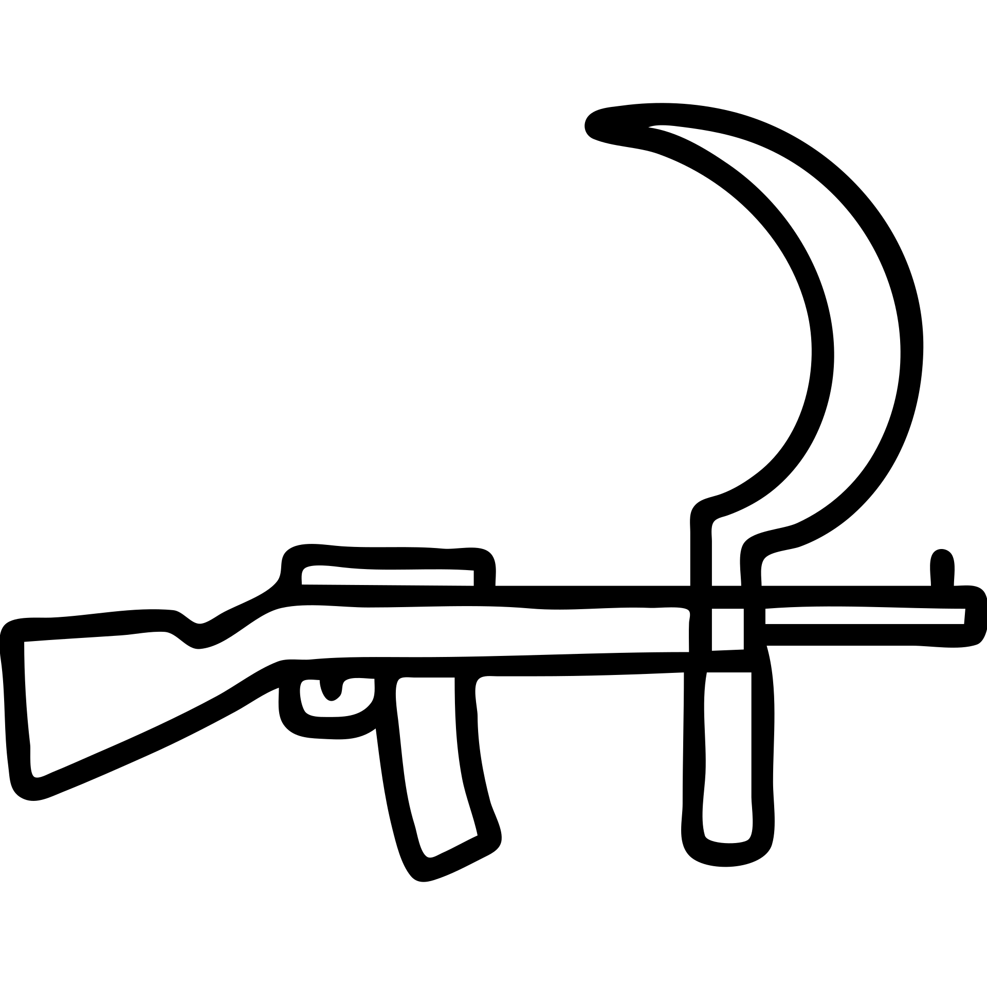 A sickle attached to the end of a rifle as a bayonet weapon emoji