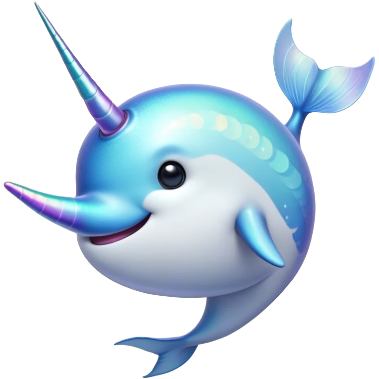 Cinematic Noble Narwhal Portrait Emoji, Poised and regal, with a sleek, iridescent body and a distinctive spiraled tusk, deep-set soulful eyes reminiscent of the ocean depths, Simplified yet sharp and sophisticated features, highly detailed, glowing with a soft, mystical glow, high shine, intelligent and enigmatic, stylized with an air of mythical allure, focused and graceful, soft glowing outline, capturing the essence of a watchful and confident sea unicorn that feels as though it could step out of the screen with effortless authority! emoji