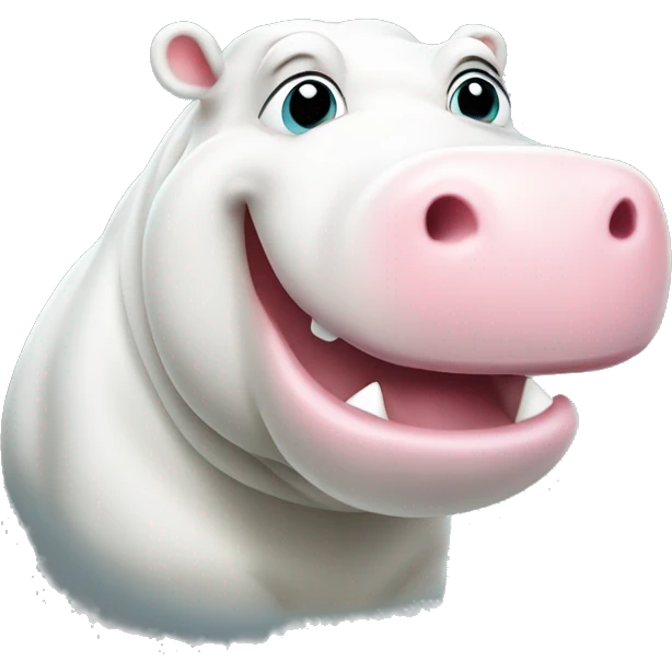 white happy hippopotamus turned head   emoji