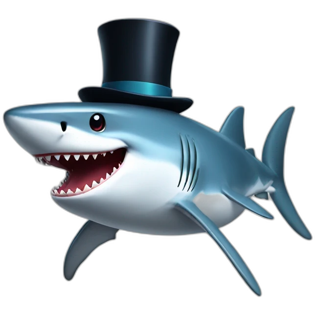 Shark with a top hat emoji