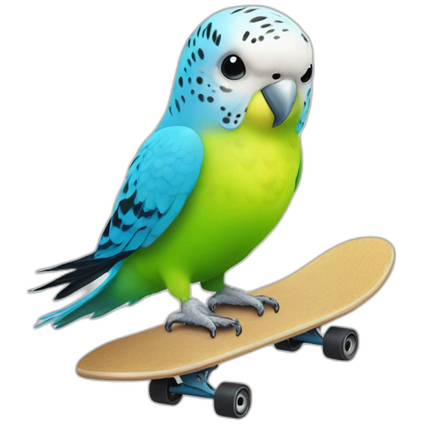 budgie with skateboard emoji