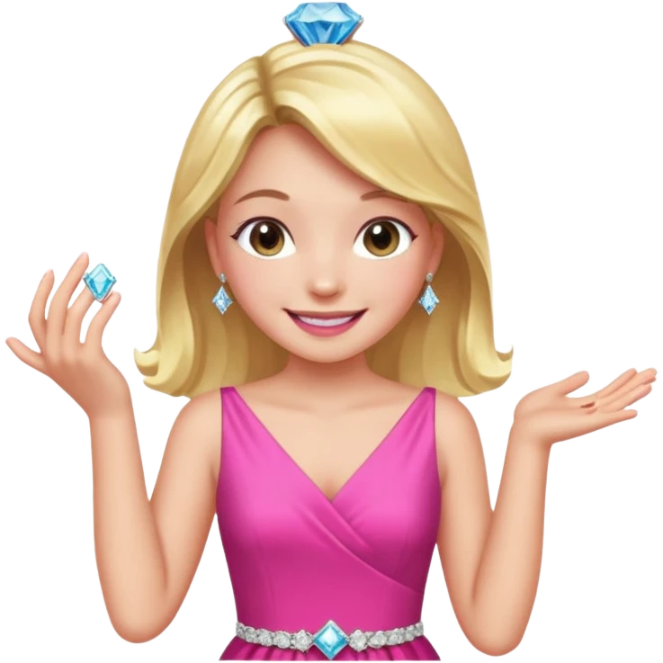 Hand with a diamond ring and girl beaming in the background emoji