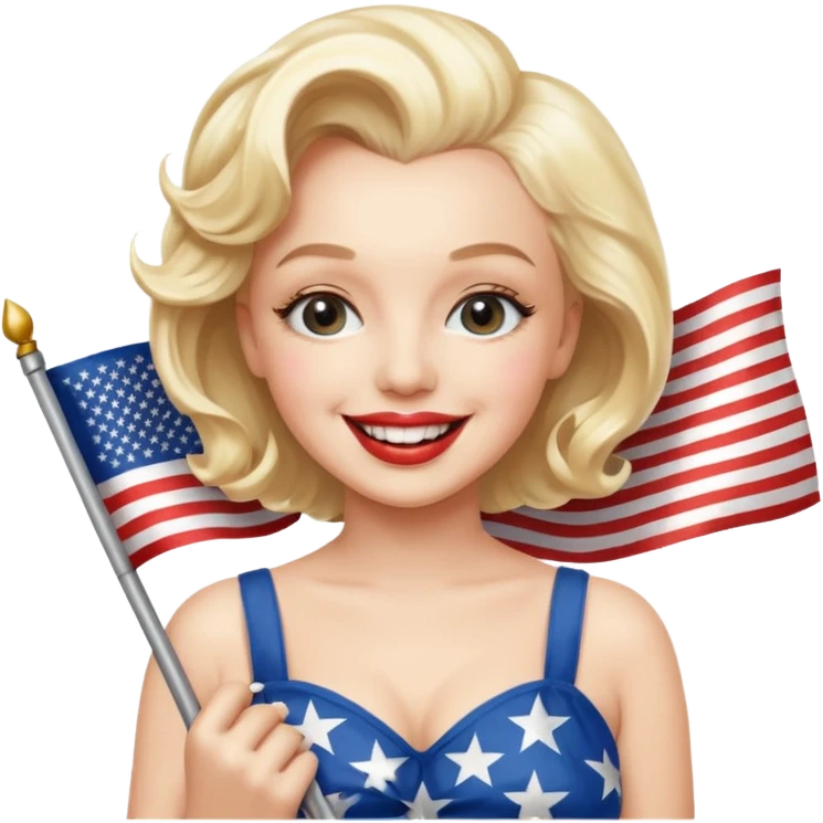 Marilyn Monroe, with american flag emoji