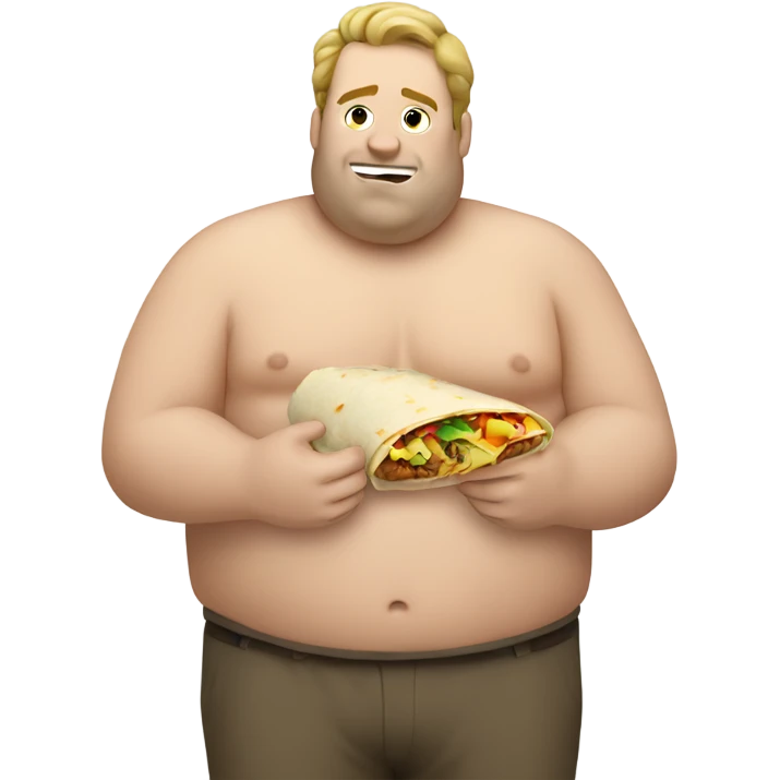 Fat white guy eating a burrito emoji