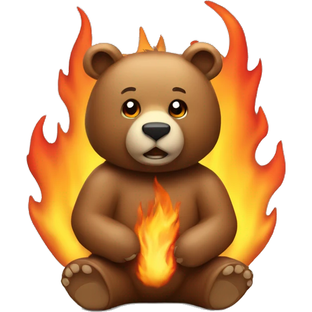 Bear sitting in flames emoji
